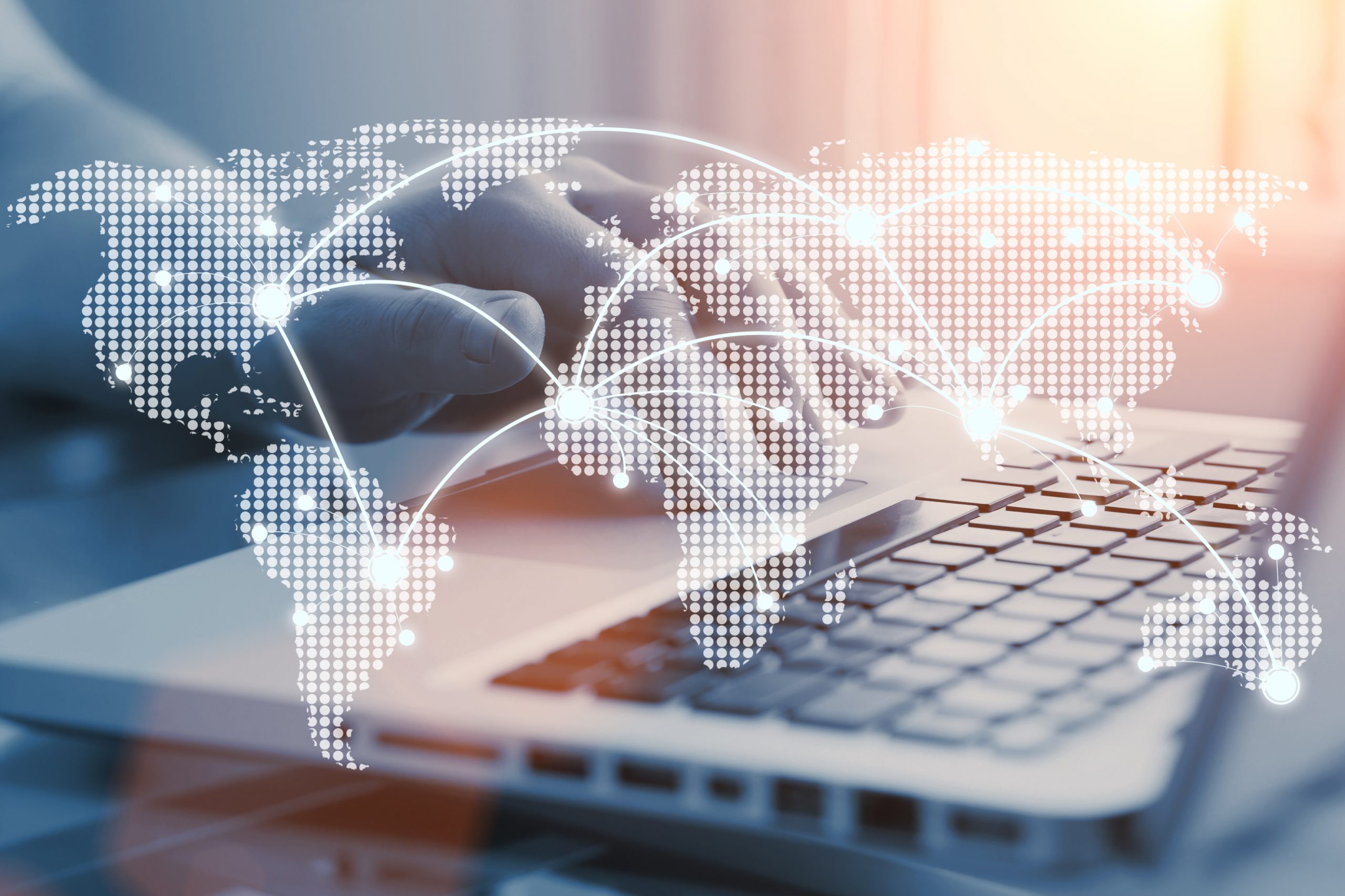 E-commerce,Business,And,International,Corporate,Trading,Concept.,Communication,Network,On